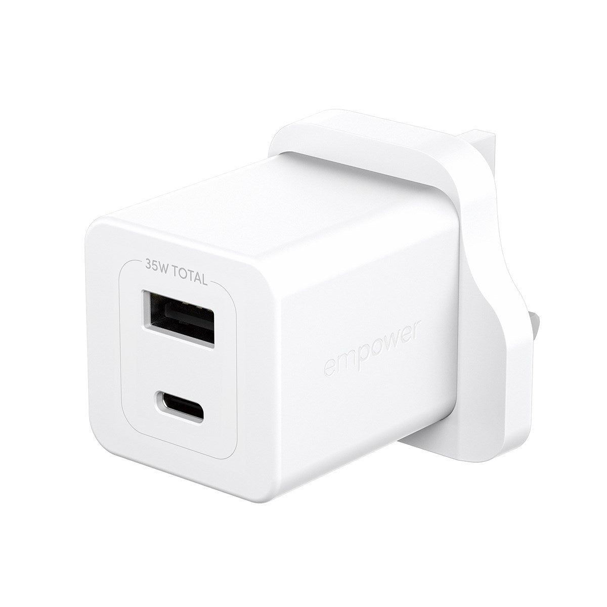 empower™ by PanzerGlass® Turbo 35W Charger incl. USB-C + USB-A | UK Plug| Silver White
